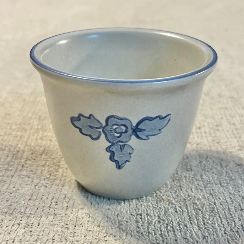 Pfaltzgraff Yorktowne Stoneware Custard Cup Ramekin Blue Floral USA Vintage